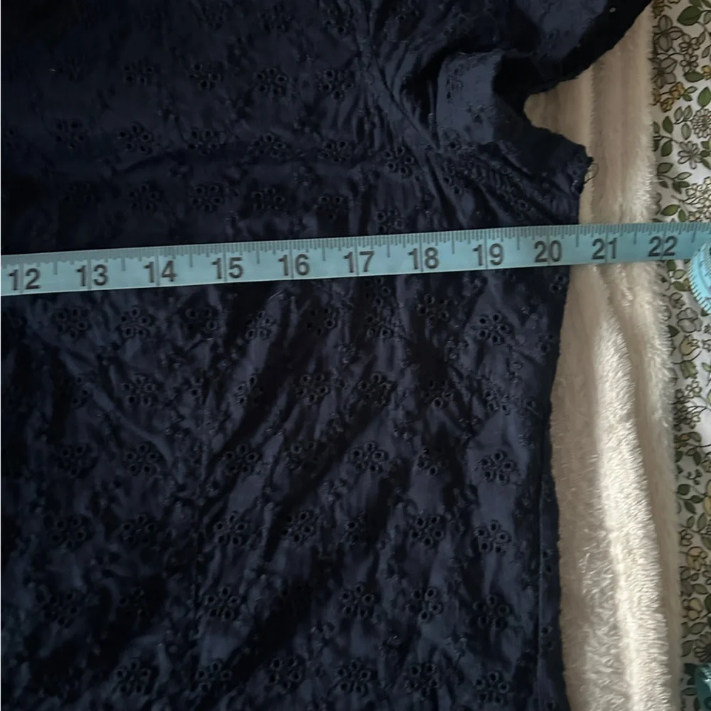 Navy Blue Short Sleeve Button-Up Top size L - Picture 5 of 7
